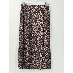 PAIGE Delfina Leopard Print Midi Slip Skirt Womens Sz 10 chic office feminine